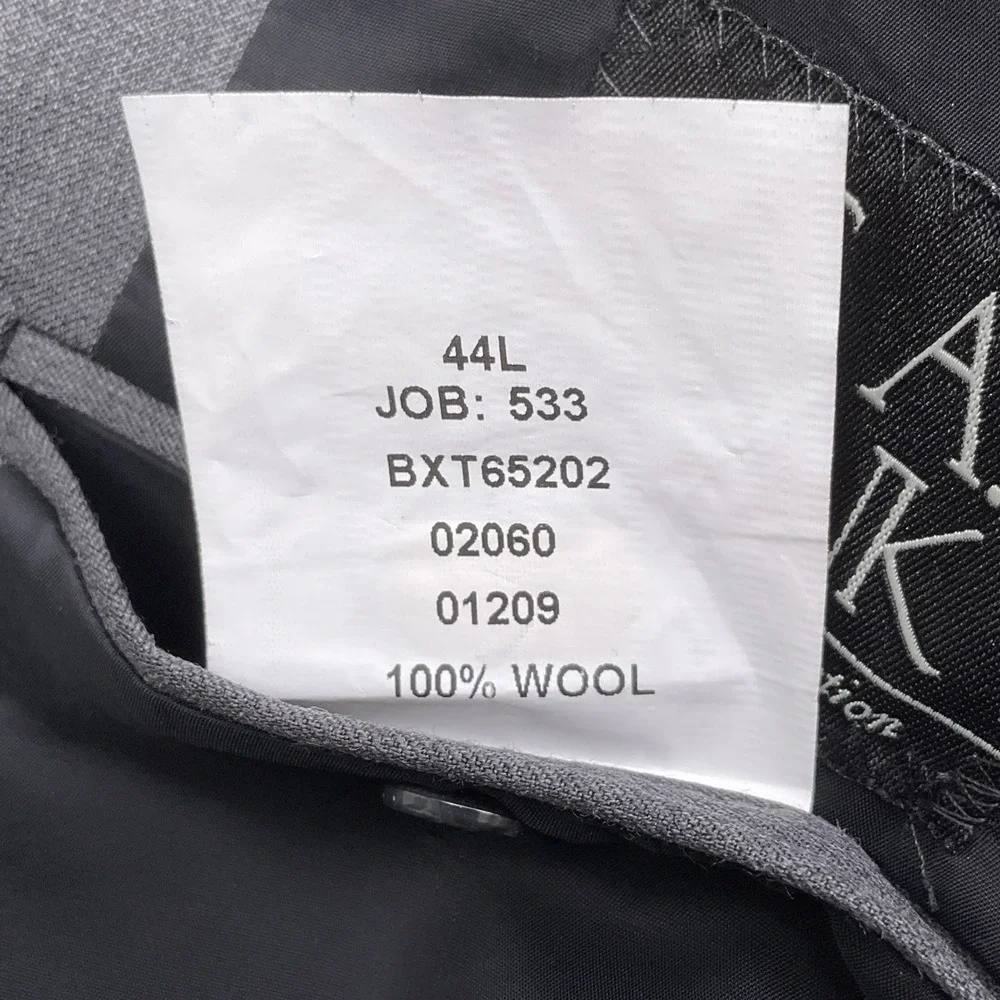 Jos A‎ Bank Suit 44L 36W 30L Light Gray Traveler Two Button